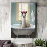 Llama In Bathtube Bathroom Art Funny Llama Painting V2, Painting Art, Canvas Prints Wall Art Home Decor