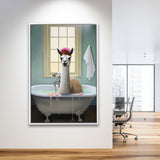 Llama In Bathtube Bathroom Art Funny Llama Painting V2,Framed Canvas Prints,Floating Frame, Wall Art Home Decor