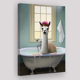 Llama In Bathtube Bathroom Art Funny Llama Painting V2, Painting Art, Canvas Prints Wall Art Home Decor
