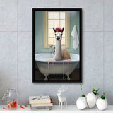 Llama In Bathtube Bathroom Art Funny Llama Painting V2,Framed Canvas Prints,Floating Frame, Wall Art Home Decor