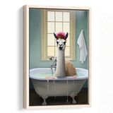 Llama In Bathtube Bathroom Art Funny Llama Painting V2,Framed Canvas Prints,Floating Frame, Wall Art Home Decor