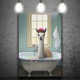 Llama In Bathtube Bathroom Art Funny Llama Painting V2, Painting Art, Canvas Prints Wall Art Home Decor