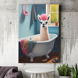 Llama In Bathtube Bathroom Art Funny Llama Painting, Painting Art, Canvas Prints Wall Art Home Decor