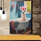 Llama In Bathtube Bathroom Art Funny Llama Painting, Painting Art, Canvas Prints Wall Art Home Decor