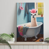 Llama In Bathtube Bathroom Art Funny Llama Painting, Painting Art, Canvas Prints Wall Art Home Decor