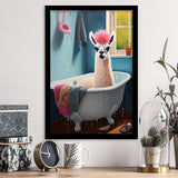 Llama In Bathtube Bathroom Art Funny Llama Painting, Painting Art, Framed Art Prints Wall Decor