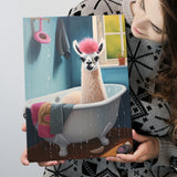 Llama In Bathtube Bathroom Art Funny Llama Painting, Painting Art, Canvas Prints Wall Art Home Decor
