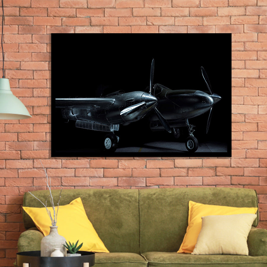 Lockheed P38 Lightning,Aviation Framed Art Prints Wall Art Decor,Black Frame, Ready to hang