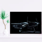 Lockheed P38 Lightning,Aviation Framed Art Prints Wall Art Decor,Black Frame, Ready to hang