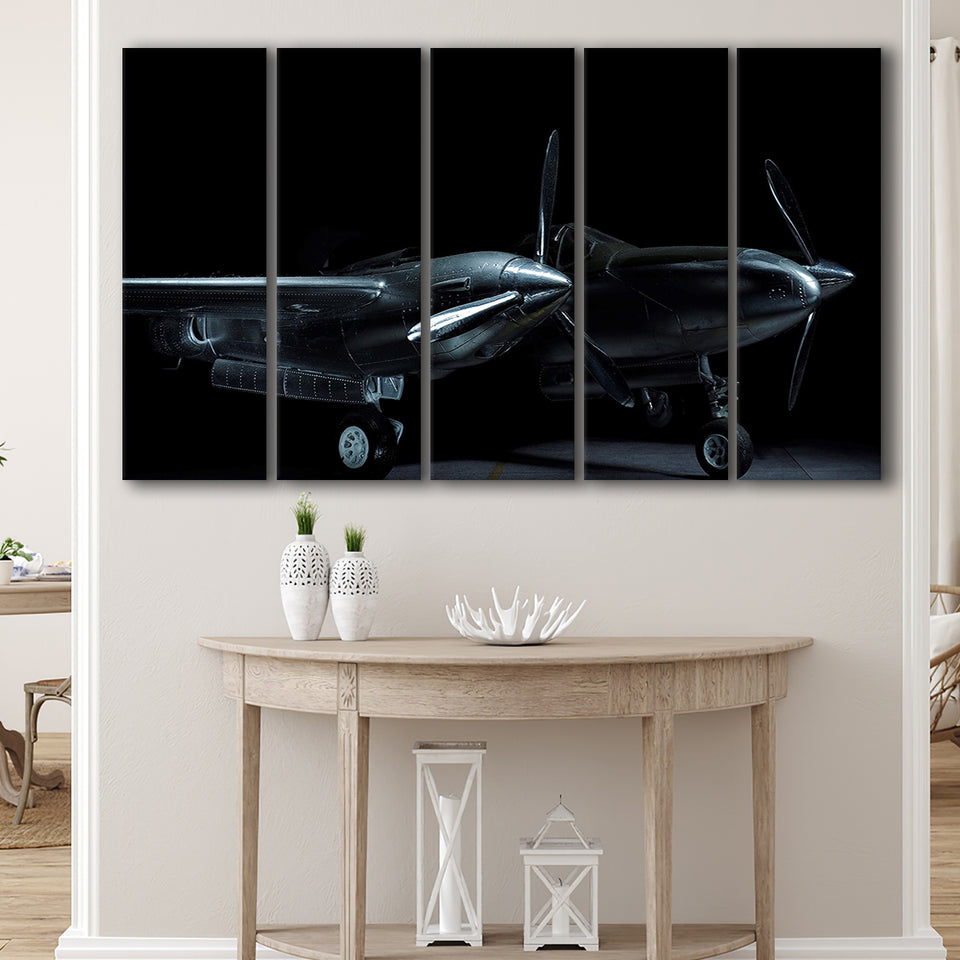 Lockheed P38 Lightning,Aviation 5 Panels B,Large Canvas,Canvas Prints Wall Art Home Decor