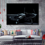Lockheed P38 Lightning,Aviation Framed Canvas Prints Wall Art Decor, Black Floating Frame