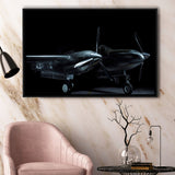 Lockheed P38 Lightning,Aviation Framed Canvas Prints Wall Art Decor, Black Floating Frame
