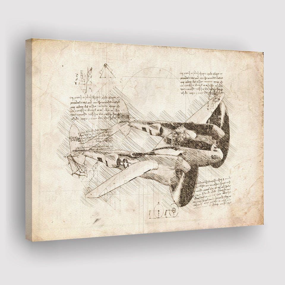 Lockheed P 38 Lightning Plane Canvas Prints Wall Art - Painting Canvas, Painting Prints, Wall Home Decor, Prints for Sale