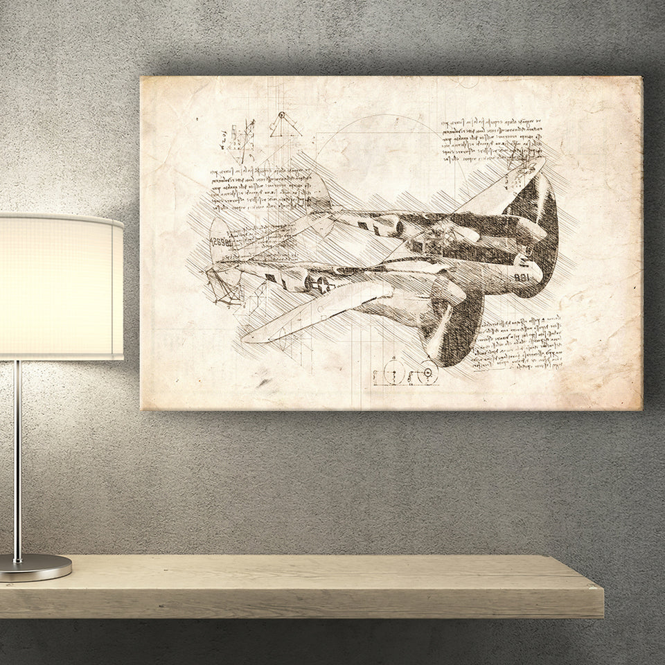 Lockheed P 38 Lightning Plane Canvas Prints Wall Art - Painting Canvas, Painting Prints, Wall Home Decor, Prints for Sale