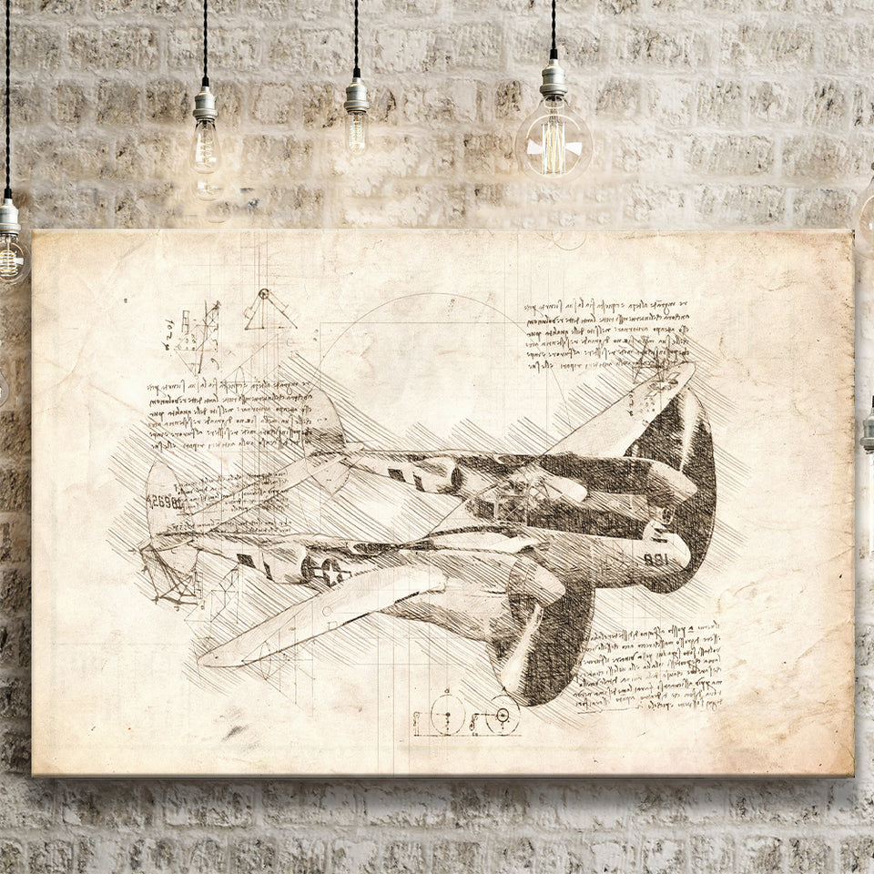 Lockheed P 38 Lightning Plane Canvas Prints Wall Art - Painting Canvas, Painting Prints, Wall Home Decor, Prints for Sale