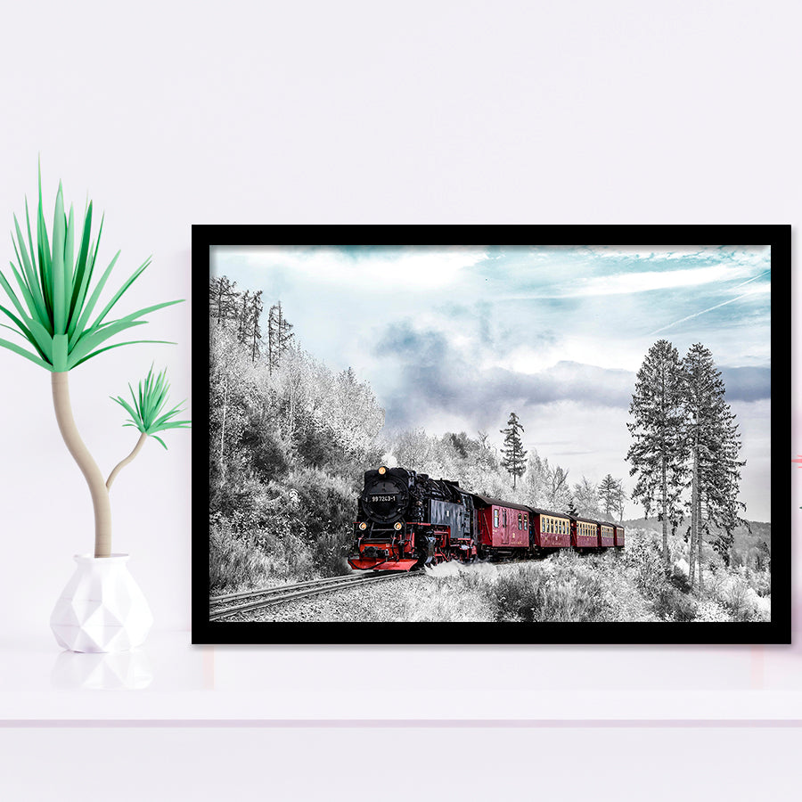 Locomotive Train Framed Art Prints Wall Art Decor, Framed Picture, Home Decor