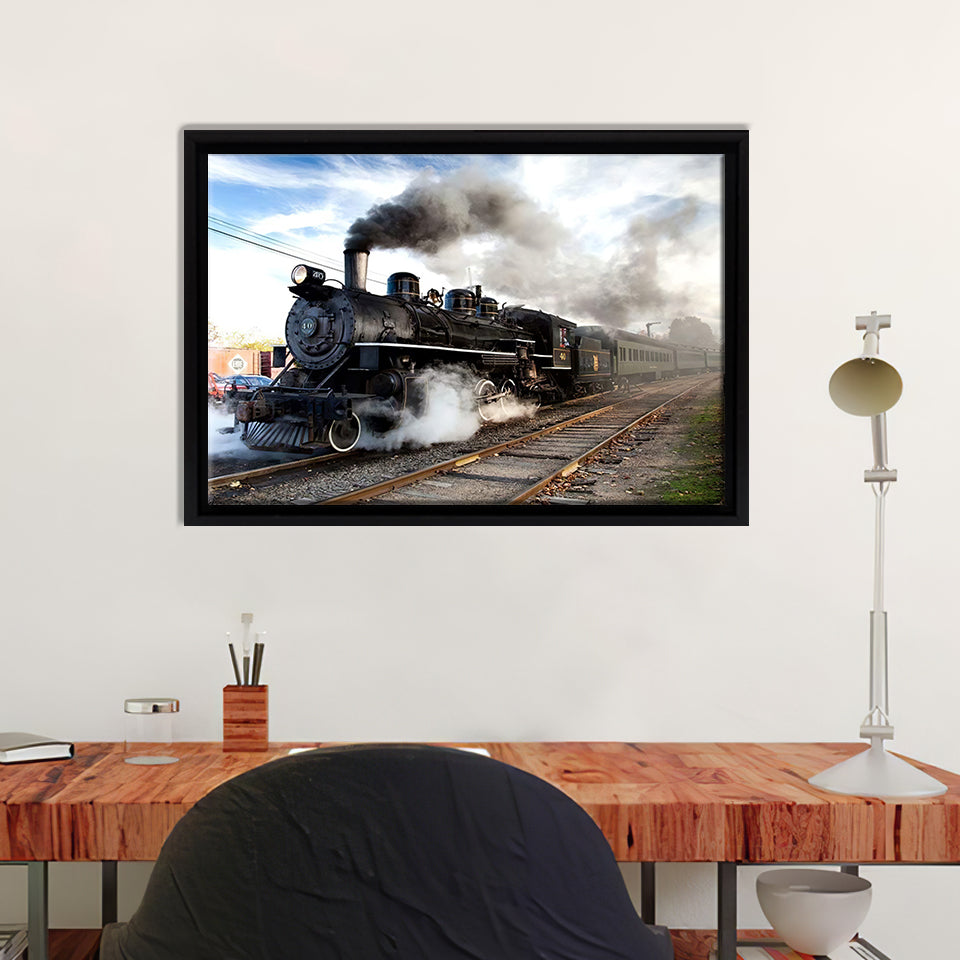 Locomotive Train Steam Framed Canvas Wall Art - Canvas Prints, Paintin ...