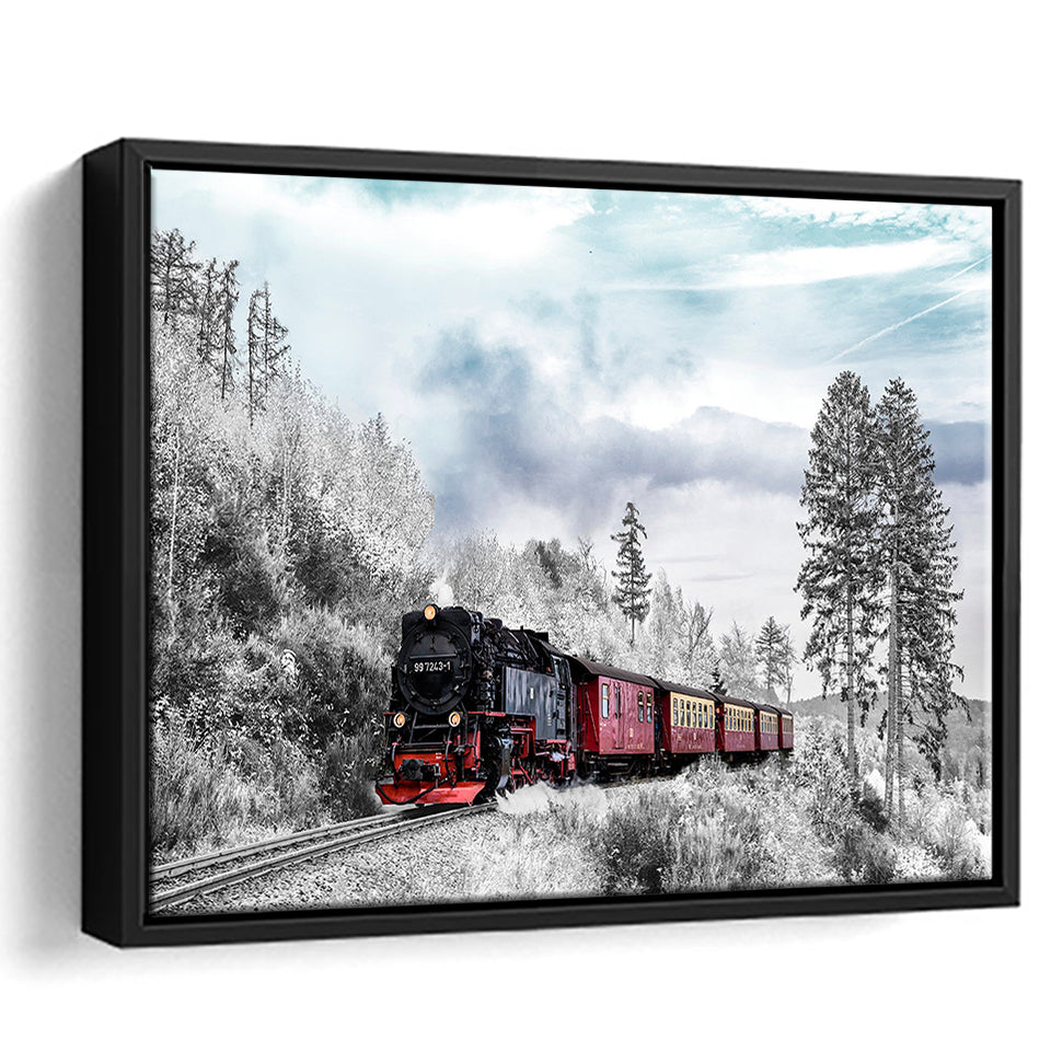 Locomotive Train Framed Canvas Prints Wall Art Decor, Framed Picture, Floating Frame