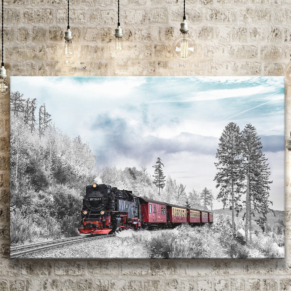Locomotive Train Canvas Prints Wall Art Decor - Painting Canvas,Home Decor, Ready to Hang