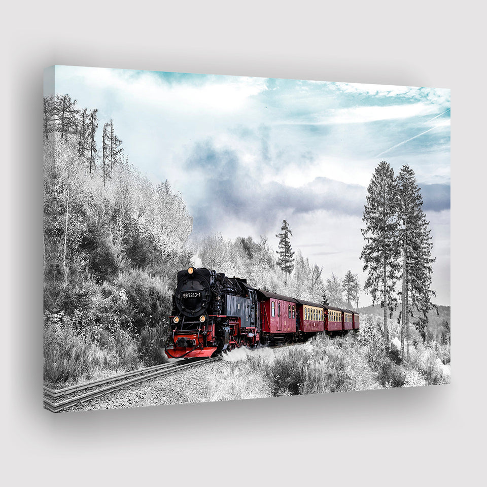 Locomotive Train Canvas Prints Wall Art Decor - Painting Canvas,Home Decor, Ready to Hang