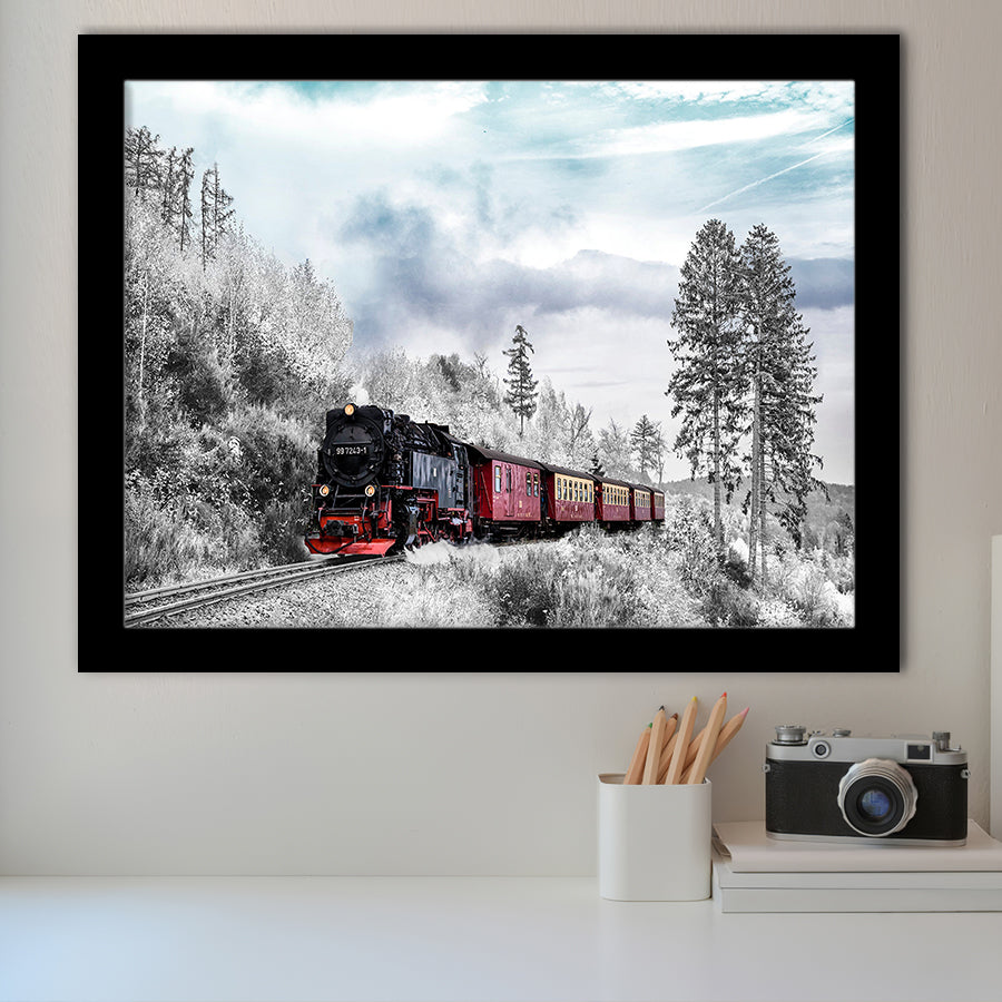 Locomotive Train Framed Art Prints Wall Art Decor, Framed Picture, Home Decor