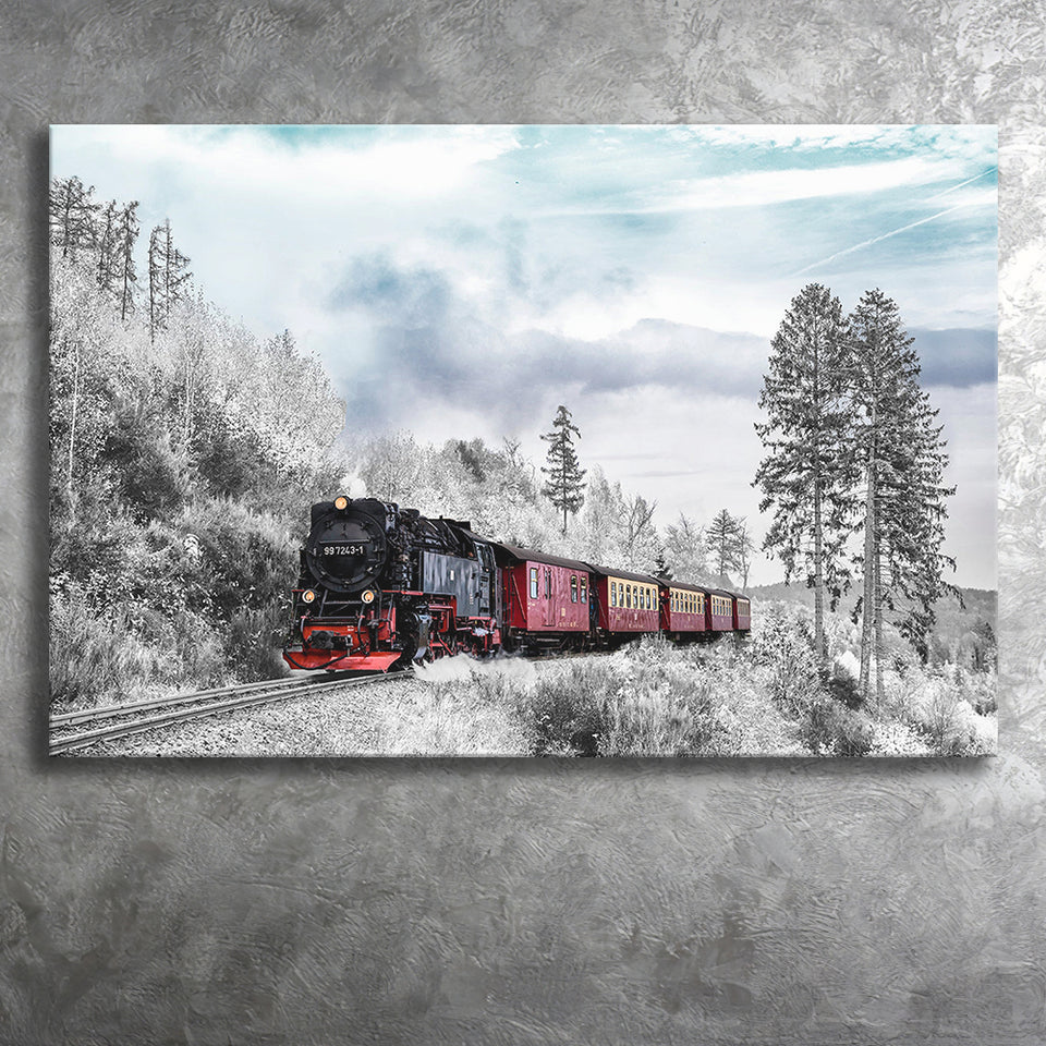 Locomotive Train Canvas Prints Wall Art Decor - Painting Canvas,Home Decor, Ready to Hang