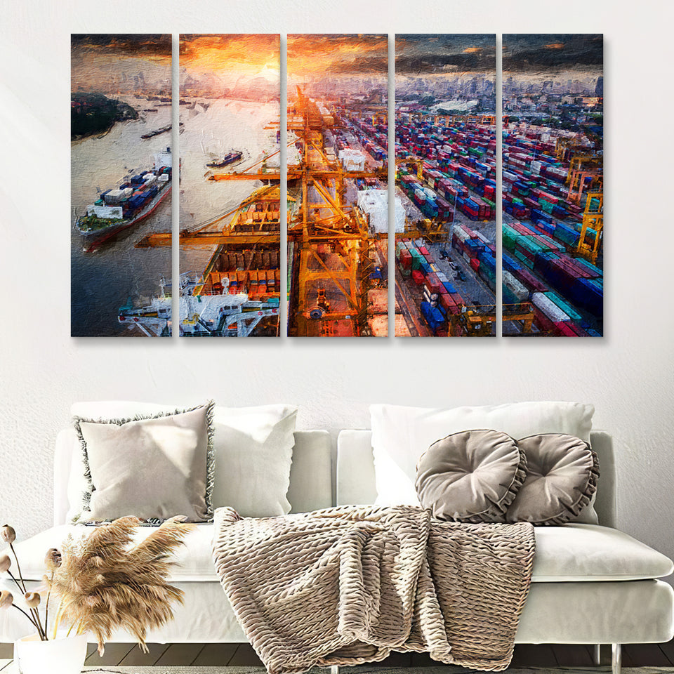 Logistics and Transportation 5 Piece B Canvas Prints Wall Art Decor - Painting Canvas, Multi Panels