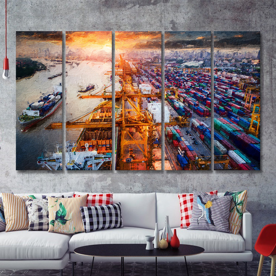 Logistics and Transportation 5 Piece B Canvas Prints Wall Art Decor - Painting Canvas, Multi Panels
