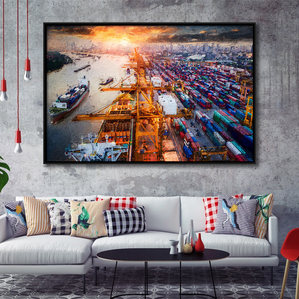 Logistics and Transportation Framed Canvas Prints Wall Art Decor - Paiting Canvas, Art Prints, Floating Frame