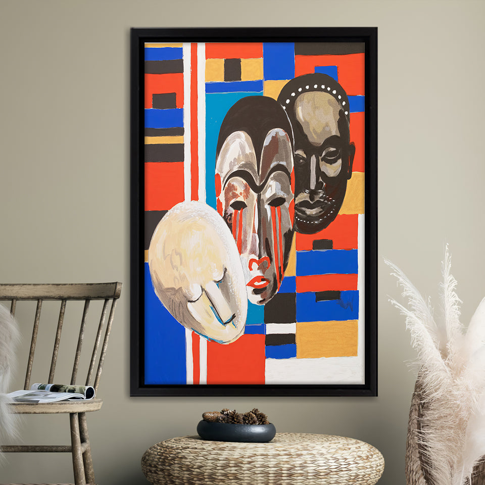 Lois Mailou Jones African Masks Treadway Gallery Framed Canvas Prints Wall Art - Painting Canvas , Home Wall Decor, For Sale