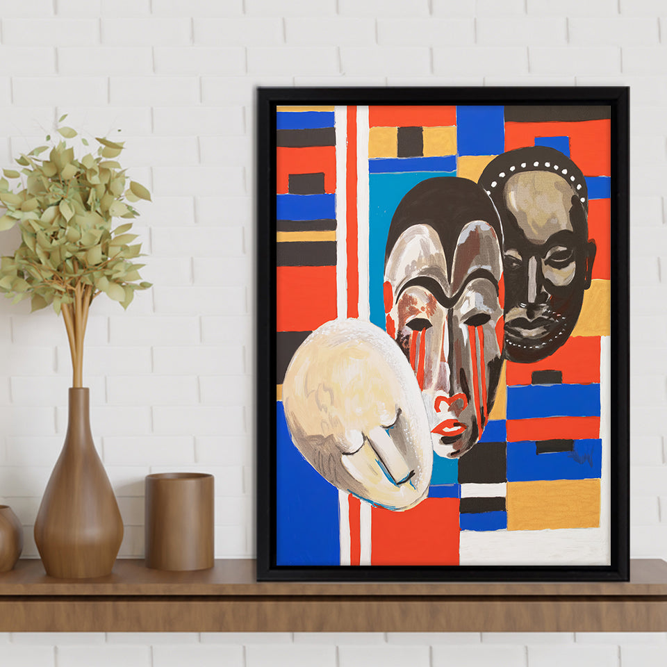Lois Mailou Jones African Masks Treadway Gallery Framed Canvas Prints Wall Art - Painting Canvas , Home Wall Decor, For Sale