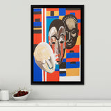 Lois Mailou Jones African Masks Treadway Gallery Framed Canvas Prints Wall Art - Painting Canvas , Home Wall Decor, For Sale