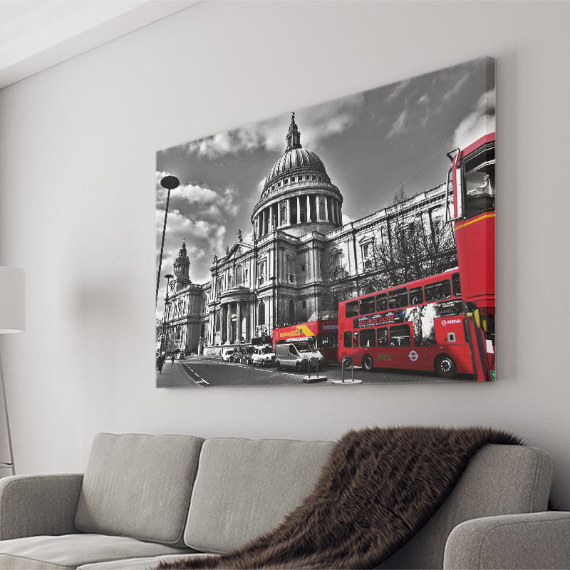 London Black And White Red Canvas Wall Art - Canvas Prints, Prints for Sale, Canvas Painting, Canvas On Sale