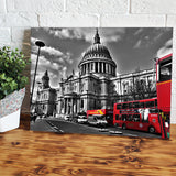 London Black And White Red Canvas Wall Art - Canvas Prints, Prints for Sale, Canvas Painting, Canvas On Sale