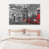 London Black And White Red Canvas Wall Art - Canvas Prints, Prints for Sale, Canvas Painting, Canvas On Sale