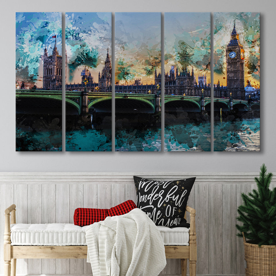London 5 Piece B Canvas Prints Wall Art Decor, Multi Panels,Large Canvas, Home Decor