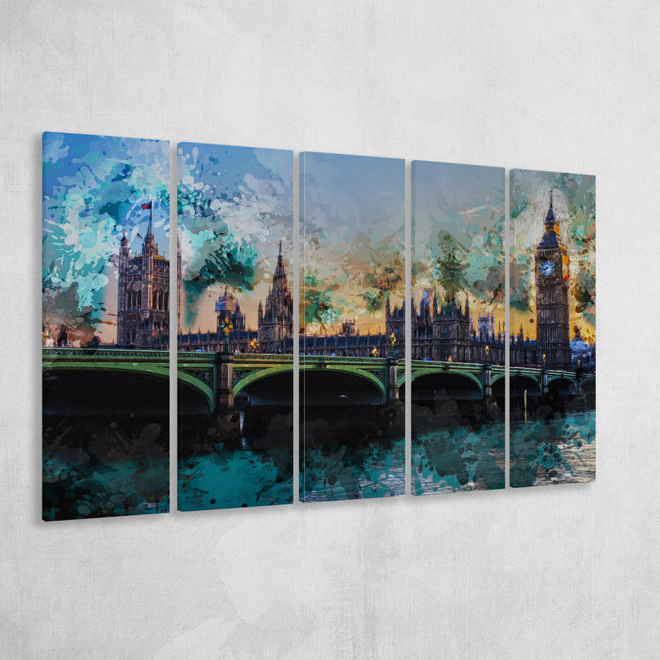 London 5 Piece B Canvas Prints Wall Art Decor, Multi Panels,Large Canvas, Home Decor