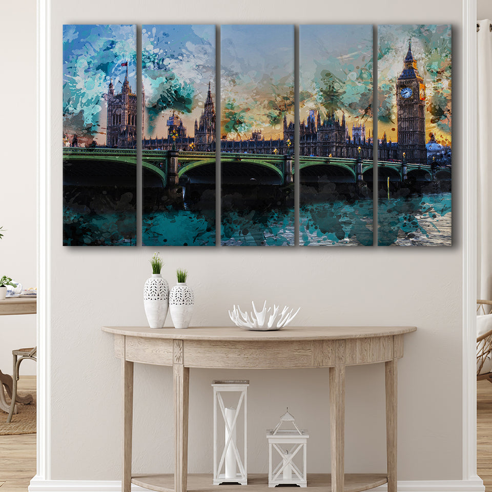 London 5 Piece B Canvas Prints Wall Art Decor, Multi Panels,Large Canvas, Home Decor