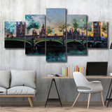 London 5 Pieces Canvas Prints Wall Art Decor - Painting Canvas, Mixed Canvas, Multi Panels