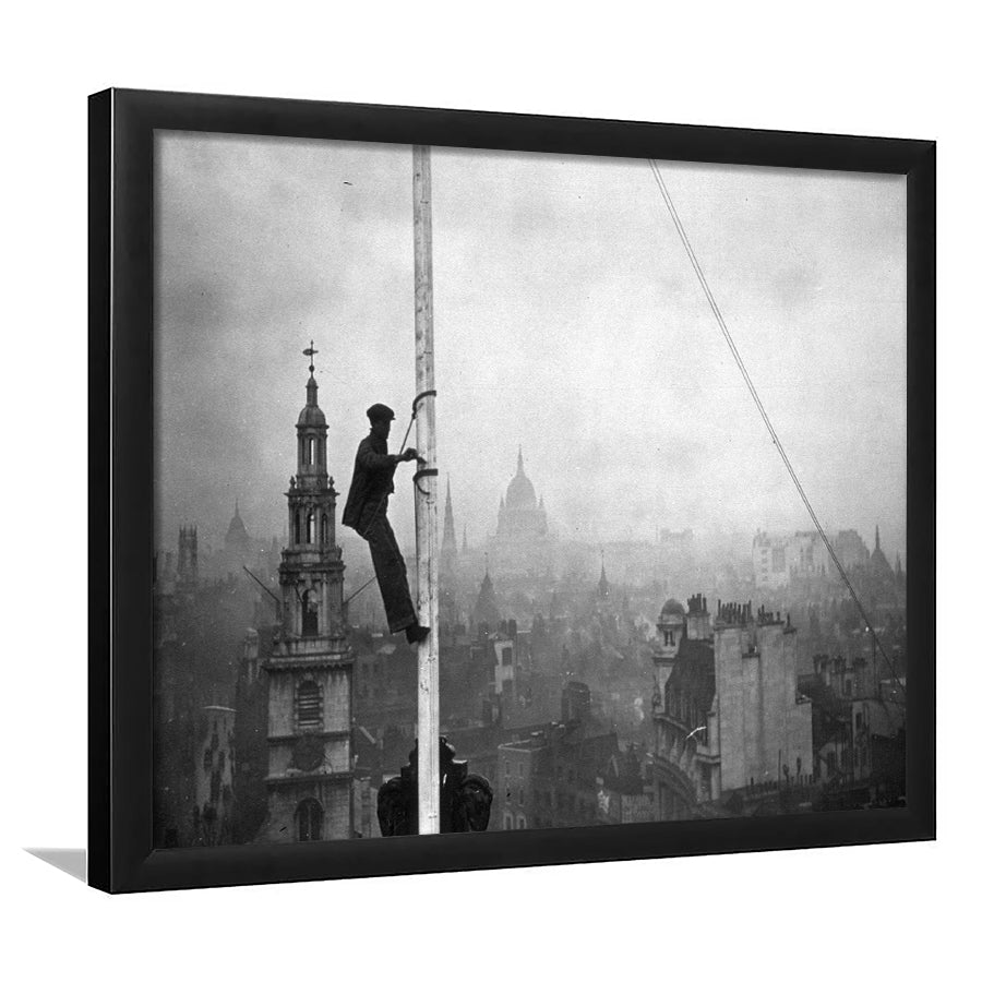 London Cityscape Black And White Print, City Worker Vintage Framed Art Prints, Wall Art,Home Decor,Framed Picture