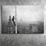 London Cityscape Black And White Print, City Worker Vintage Canvas Prints Wall Art Home Decor