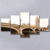 London Cityscape 5 Piece Canvas Prints Wall Art Decor, Multi Panels, Mixed Canvas