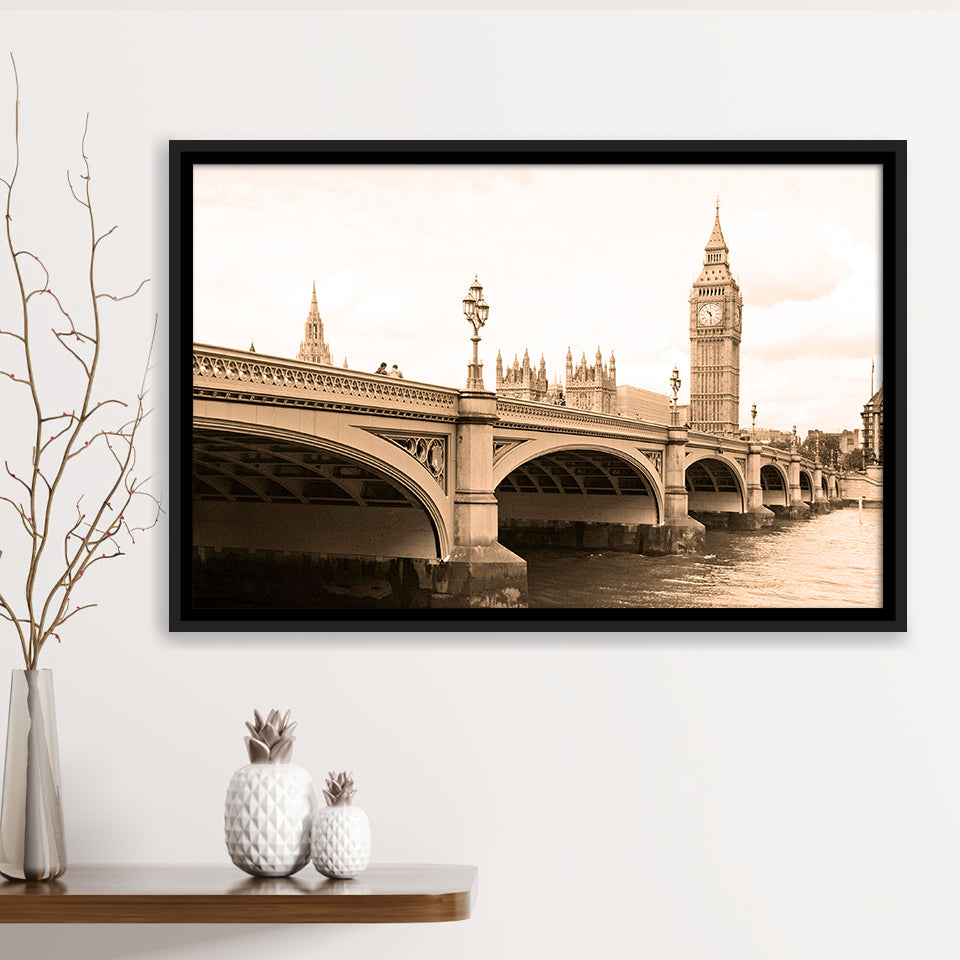 London Cityscape Framed Canvas Prints Wall Art Decor, Framed Picture, Floating Frame