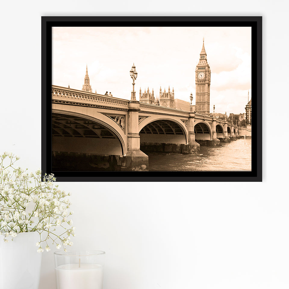 London Cityscape Framed Canvas Prints Wall Art Decor, Framed Picture, Floating Frame