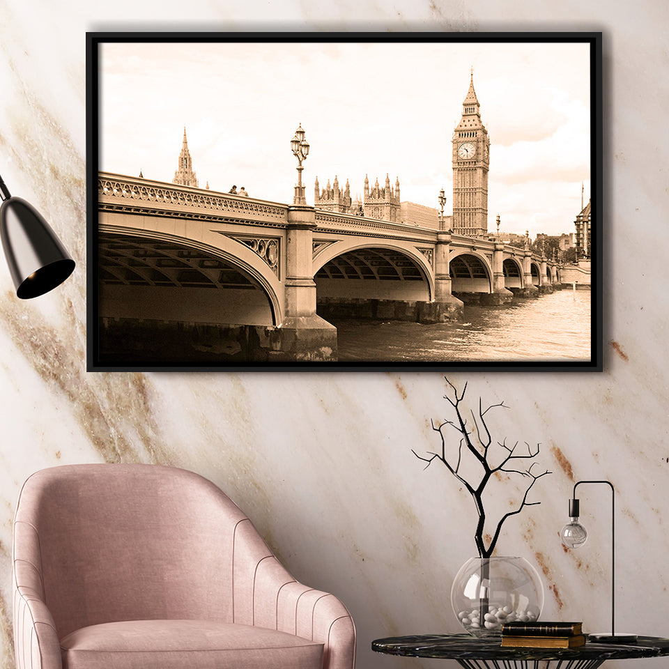 London Cityscape Framed Canvas Prints Wall Art Decor, Framed Picture, Floating Frame