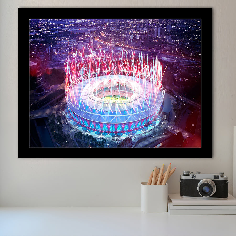 London Stadium, Aerial View, Fireworks, Night Art Prints Wall Decor - Painting Prints, Wall Art, Fan Gift, For Sale