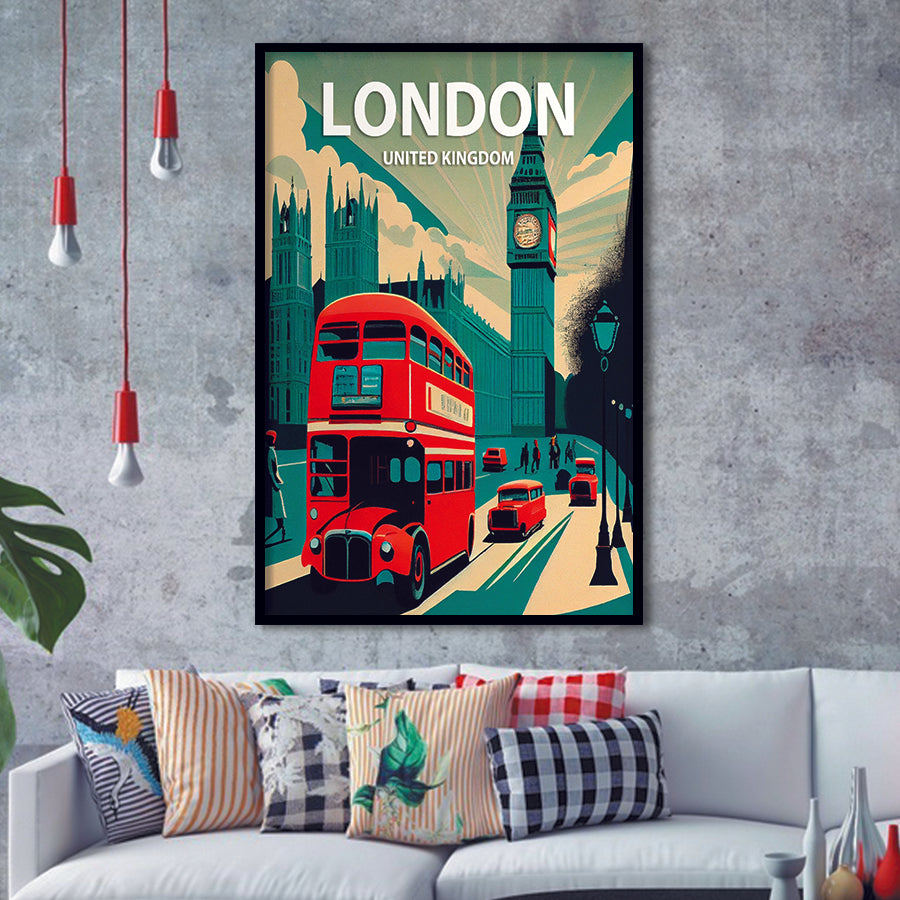 London UK Retro Art Print, City Art Print, Framed Art Print Wall Art Home Decor, Framed Picture