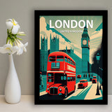 London UK Retro Art Print, City Art Print, Framed Art Print Wall Art Home Decor, Framed Picture