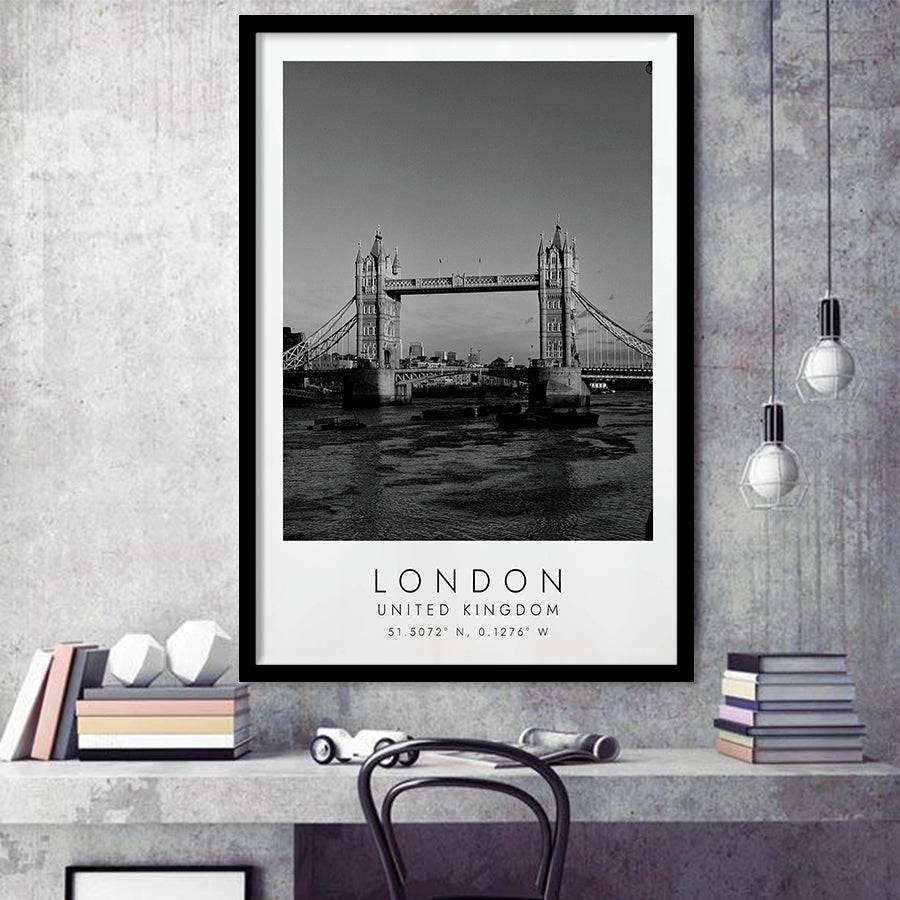 London, United Kingdom Black And White Art Framed Art Prints Wall Art Decor, Framed Picture