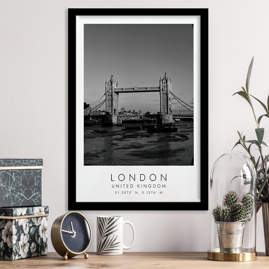 London, United Kingdom Black And White Art Framed Art Prints Wall Art Decor, Framed Picture